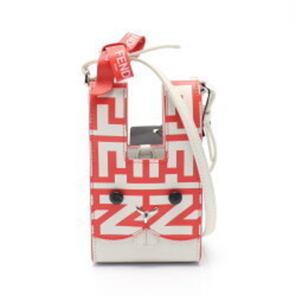 FENDI Marc Jacobs Bustina Bunny Leather Handbag Red White
